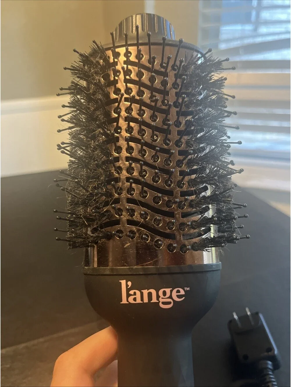 L’ange 2 in 1 Volumizing Brush Hair Dryer AB313 3” Black Lange Rose Gold Works